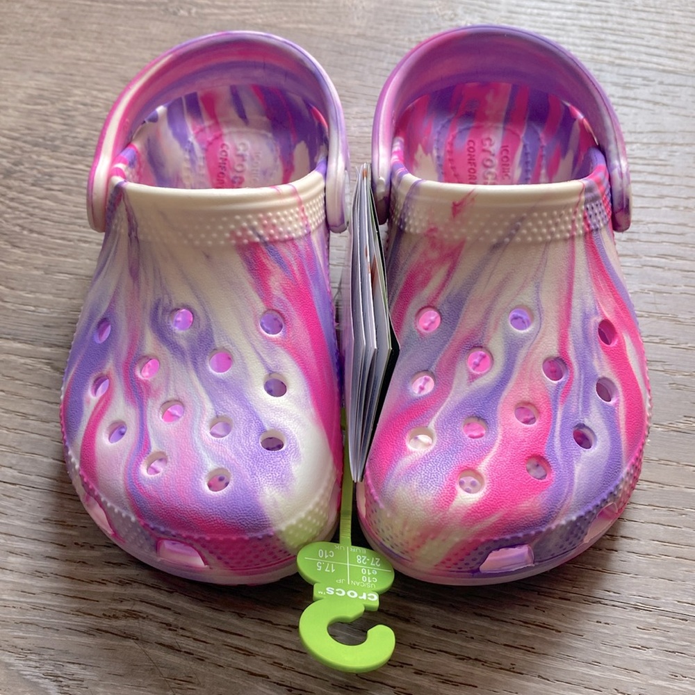 NEW CROCS GLOW IN THE DARK MARBLE TODDLER SHOES NWT